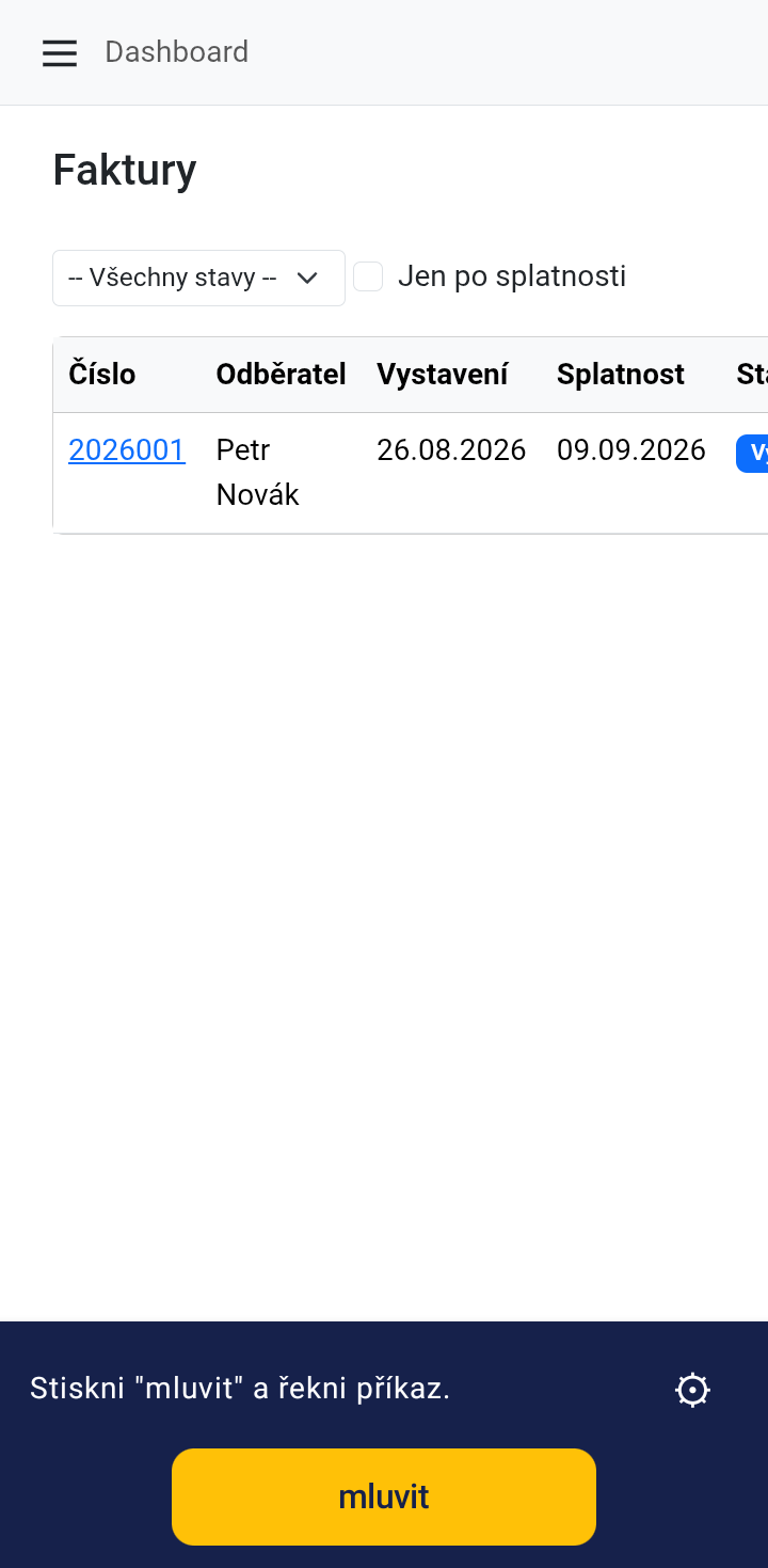 Ukázka appky Poslušná faktura